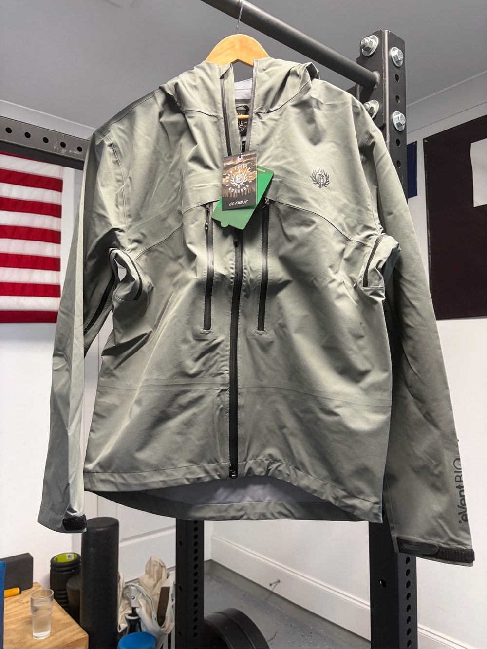 Born Primitive Olive Green Hooded Rain Jacket with Logo